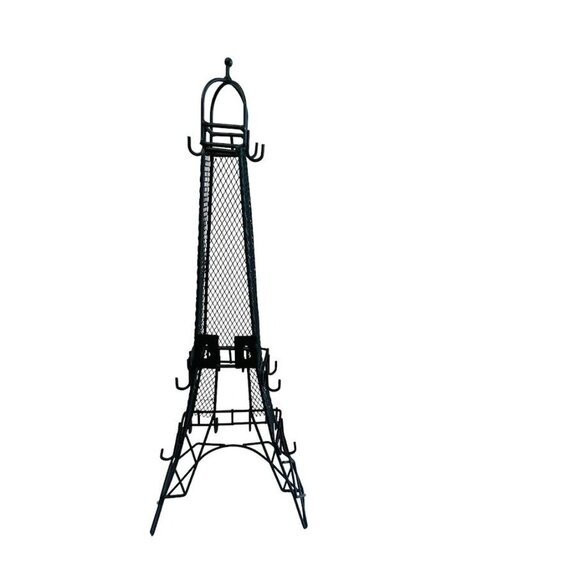 Black Metal Eiffel Tower Jewelry Holder Paris 32 Hooks for Necklace & Bracelets - Picture 1 of 15